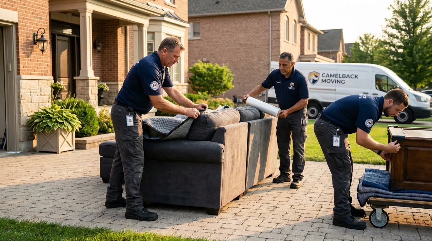 Large estate moving crew wrapping furniture in Malad City, ID